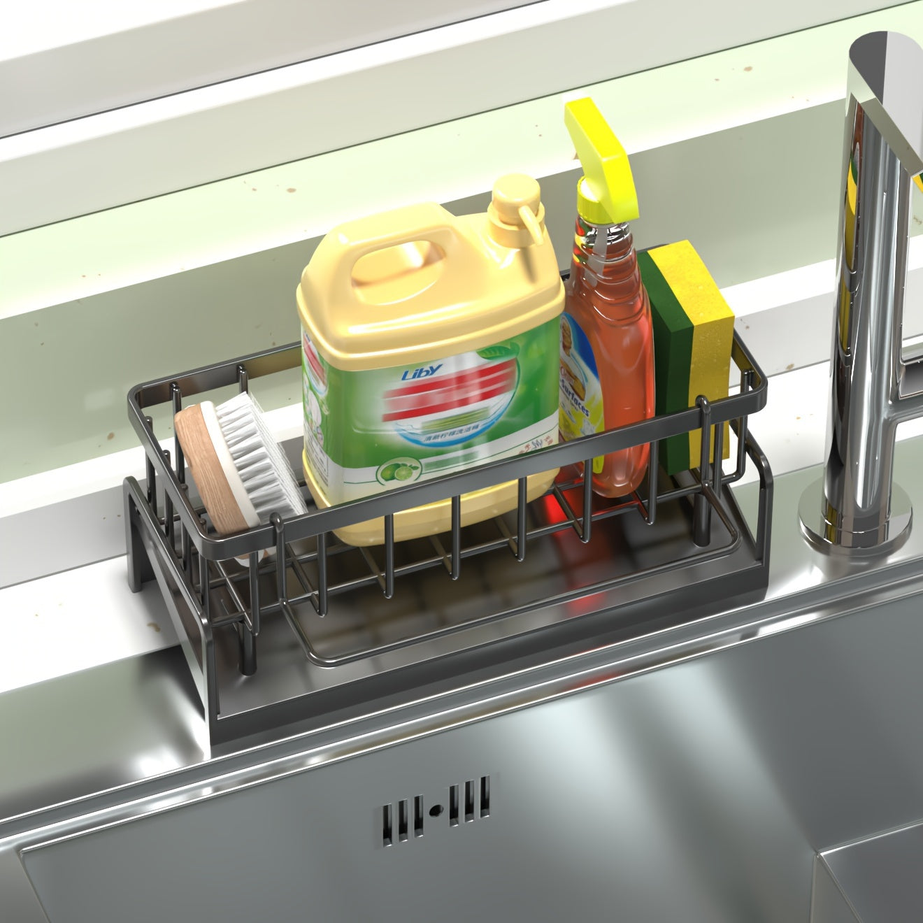 Multipurpose Kitchen Sink Organizer - Made of Long-lasting Plastic, Features Open Storage Design for Dishes and Utensils