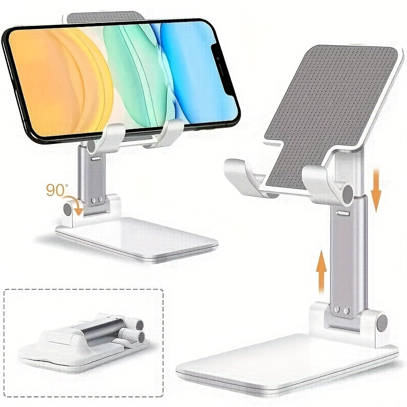 Desk mobile phone holder stand for various devices with adjustable feature.