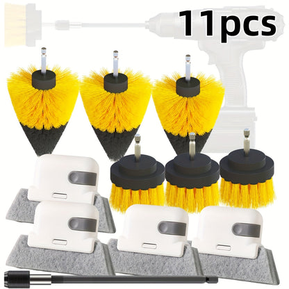 Set of 23 Pieces Including Drill Brushes, Window Brushes, Blind Spot Brushes, Dust Cleaning Brushes, Scouring Pads, and Drill Brush Accessories. Ideal for Cleaning Crevice Floors, Bathrooms, Kitchens, Tiles, Corners, Floors, Car Wheels, and Blind Spots.