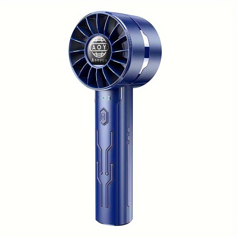 Compact Mini USB Handheld Fan featuring a Turbo Wind for Powerful Cooling, 4-Speed Adjustable Settings, Stylish Design suitable for Home, Outdoor, Travel, and Office use. Equipped with a Rechargeable Lithium Battery and crafted from Durable Plastic