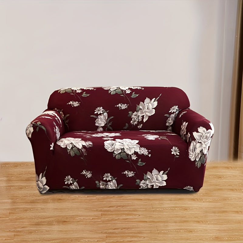 Four Seasons Printed Sofa Cover with Elastic Slipcover for Couch Protection from Cats, Ideal for Living Room or Office.