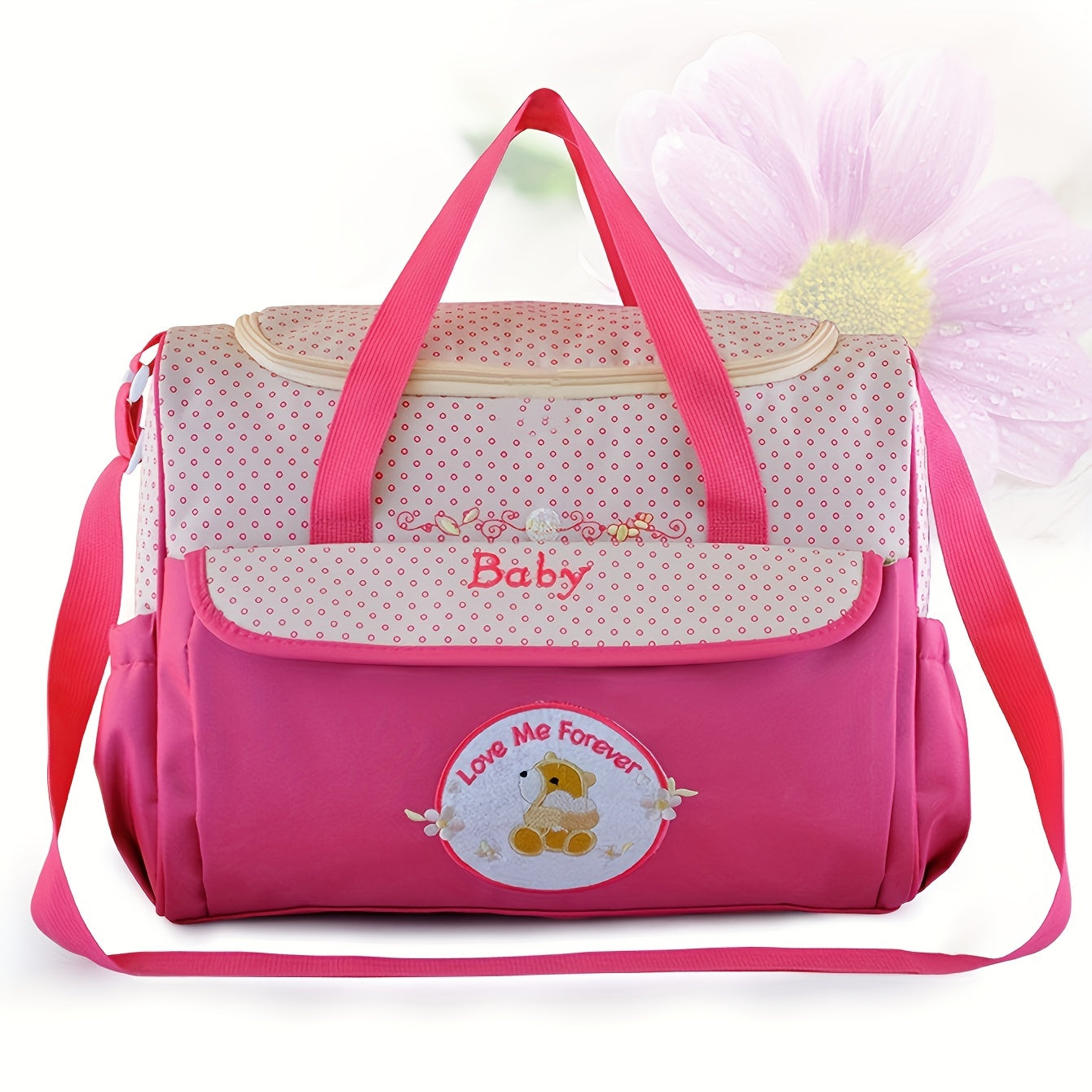 5-piece Mommy Bag Set including a Large Bag, Small Bag, Bottle Cover, Milk Powder Bag, and Diaper Pad. This multi-functional set features a large-capacity shoulder bag with a slant cross design, perfect for moms on-the-go with baby essentials.