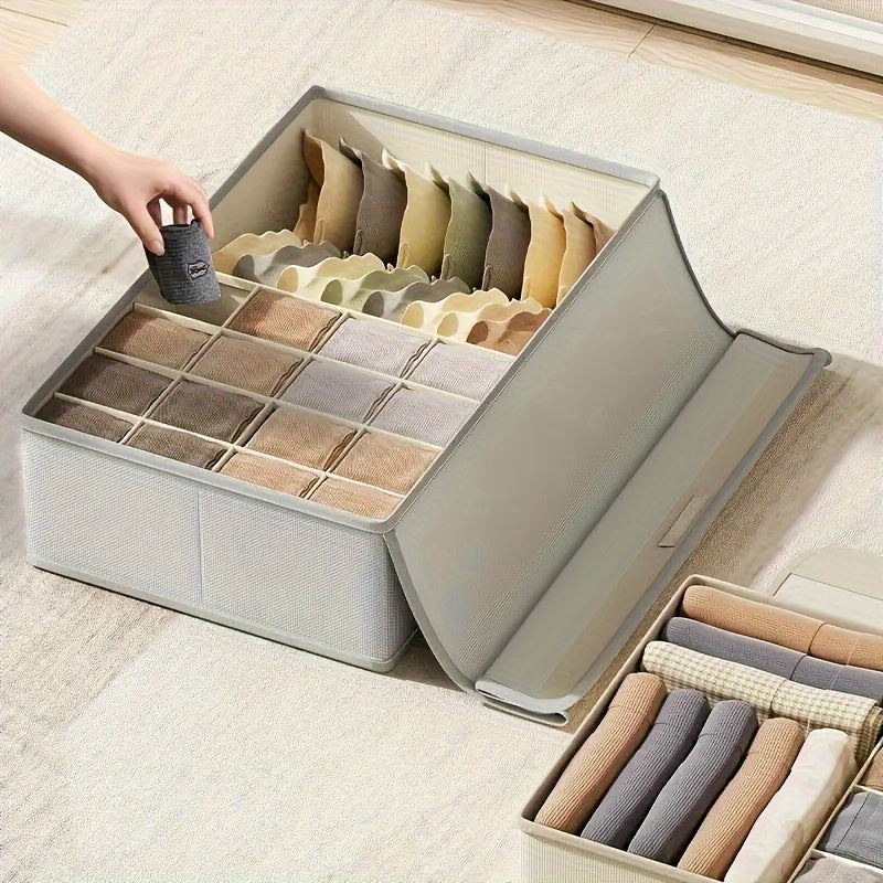 Underwear Organizer with Lid - Drawer Storage Box for Socks, made with Durable Fabric - Ideal for Home & Dorm Use