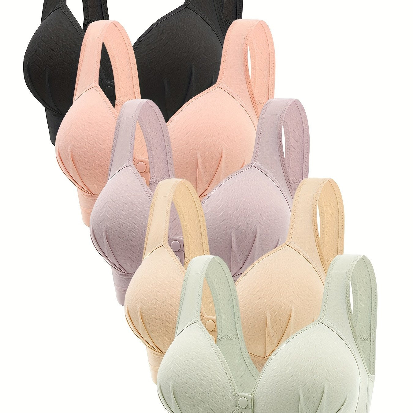 5 Front Buckle Wireless Push Up Bras, Comfortable and Breathable Women's Lingerie & Underwear