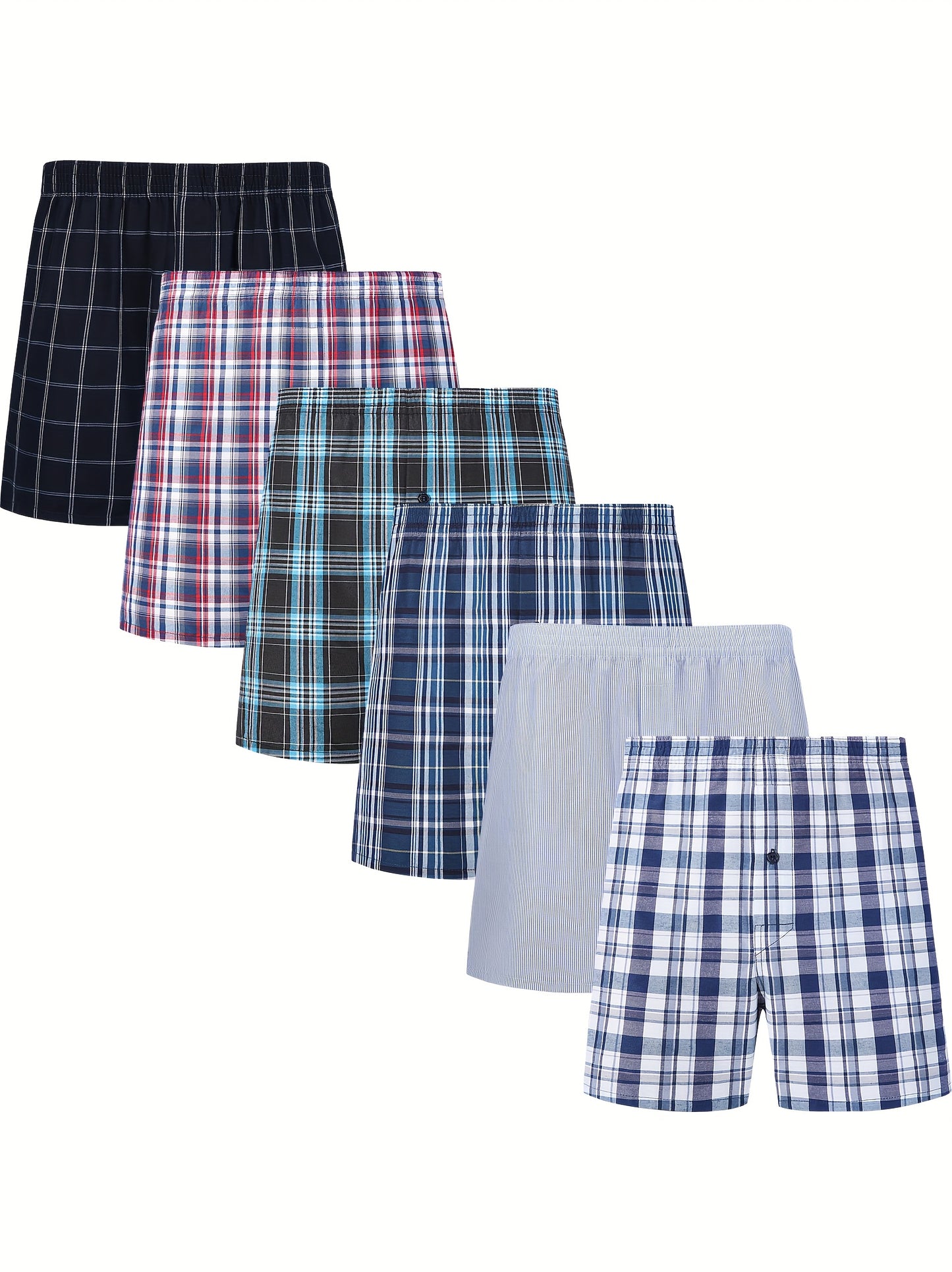 6 PCS Plus Size Men's Plaid Boxer Shorts