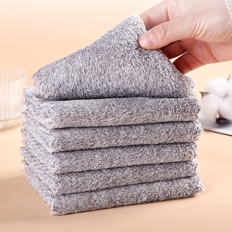 Keep your dishes spotless with our Bamboo Charcoal Fiber Dishwashing Rag - Say goodbye to oil stains and lint! This absorbent towel also doubles as a scouring pad for tough messes in the kitchen or car wash.