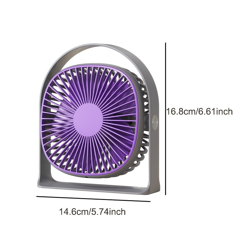 Desktop Fan with LED Light, 5-Speed Strong Wind, 360° Rotatable Head, USB Rechargeable 1200mAh Lithium Battery, Portable Design, Button Control, Plastic Material, Suitable for Indoor & Outdoor Use in Office, Restaurant, Bedroom