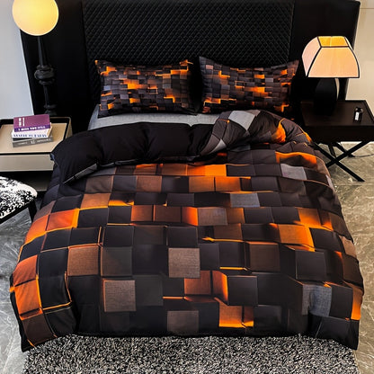 Technological Sense Geometry Duvet Cover Set - 2 or 3 Pieces Available. Features Cool 3D Digital Printing, Ideal for Bedroom or Guest Room. Set includes 1 Duvet Cover and 1 or 2 Pillowcases. Core not included.