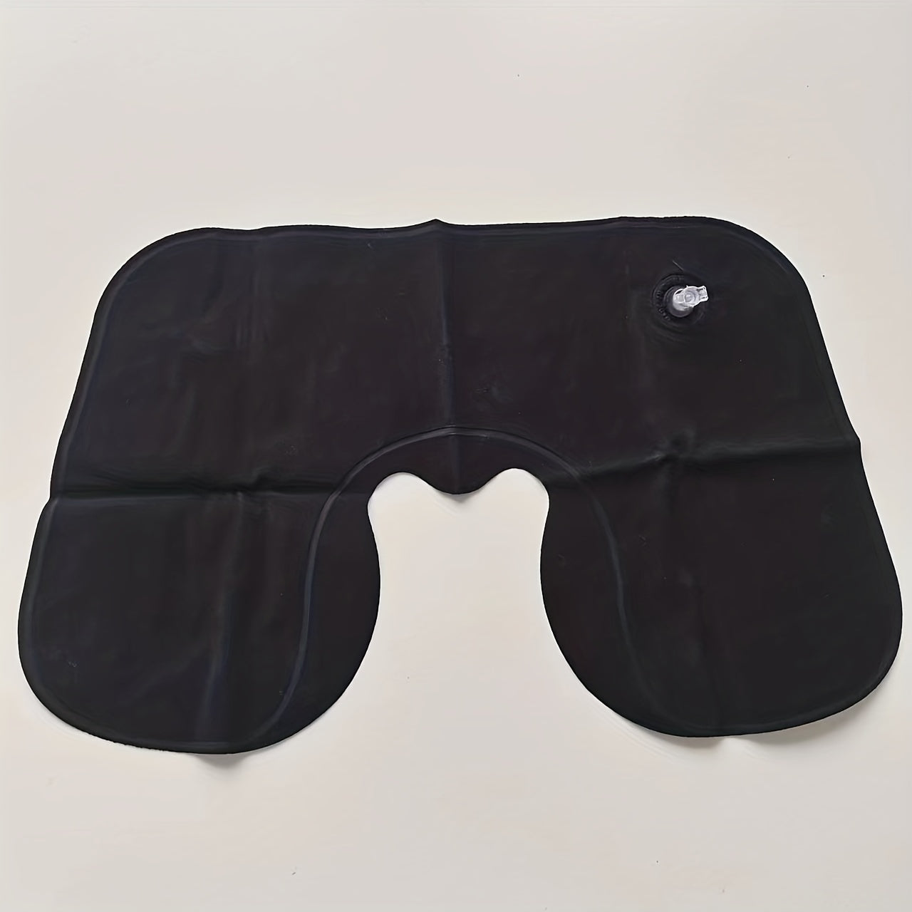 Inflatable U-shaped Travel Pillow Set with Short Plush Cover, PVC Support Headrest, Earplugs, and Eyeshade for Car or Office Use