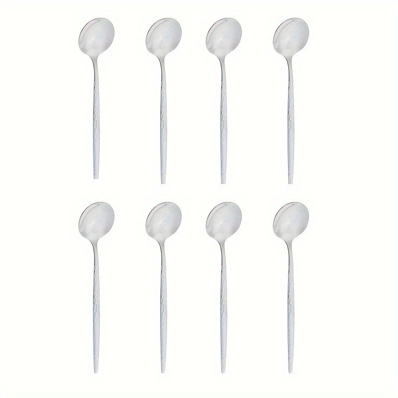 2 pieces/4 pieces/8 pieces of silver, gold, and coffee spoons. These exquisite small spoons are perfect for seasoning, stirring milk, or stirring your tea. Made of stainless steel, these stirring spoons are both practical and elegant.