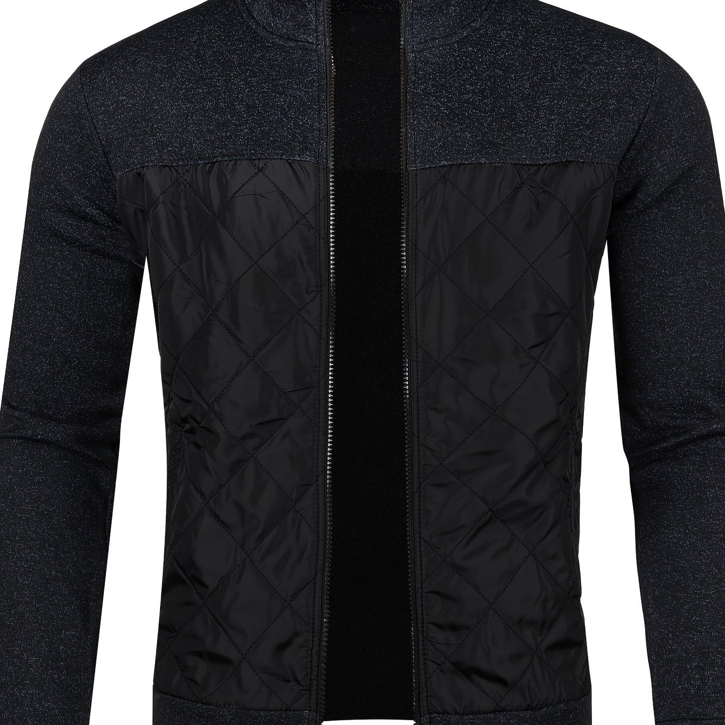 Men's Autumn/Winter Casual Knitted Cardigan Jacket with Stand Collar and Full Zip.