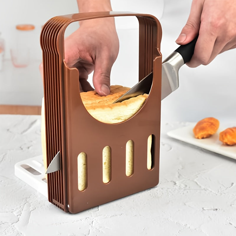 Bread Baking Slicer Set for Homemade Bread, Croissants, and Sandwiches - Includes Foldable Compact Slicing Guide for Kitchen Use, Ideal for 1-6pcs of Bread