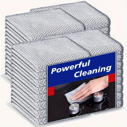 The Miracle Cleaning Cloth Set includes 12, 18, 24, or 32 pieces of super durable mesh microfiber cloths. These cloths are perfect for both dry and wet cleaning, making them ideal for tableware, metal surfaces, and more. They are designed to be