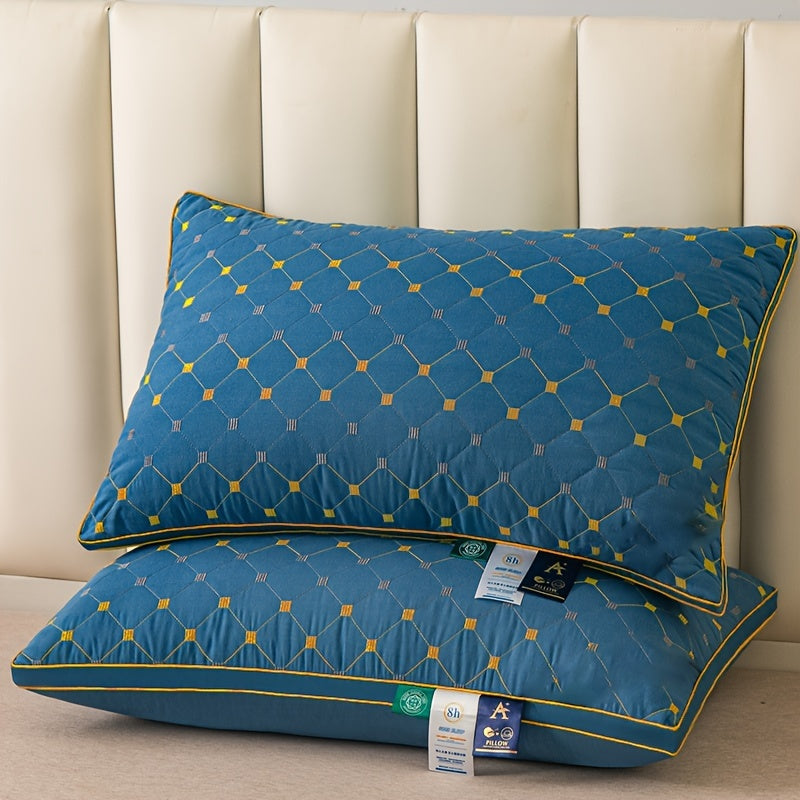 One piece of a premium hotel bed pillow designed specifically for cervical support while sleeping. This breathable down alternative pillow is ideal for side and back sleepers, and is skin-friendly and fluffy for a comfortable night's sleep.