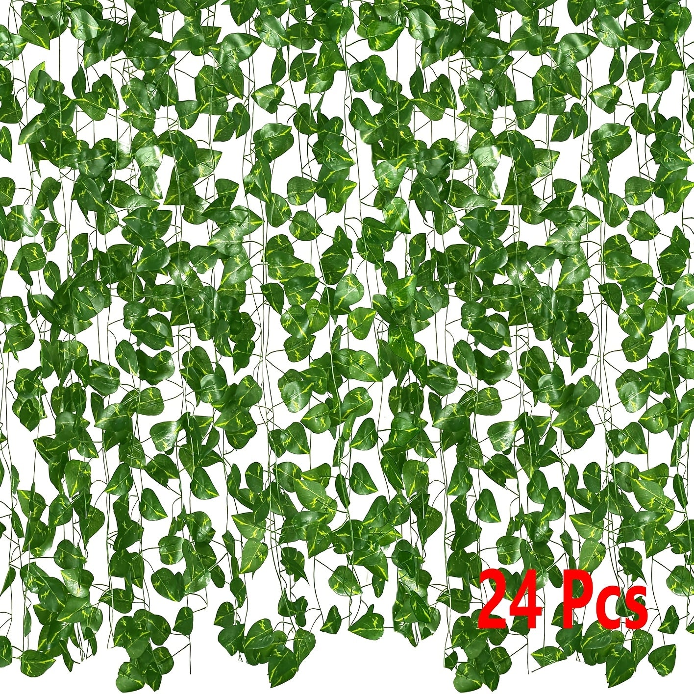 12/24pcs Artificial Evergreen Ivy Garlands - No batteries needed, versatile for all seasons, suitable for home, bedroom, party, garden, and wall decor.