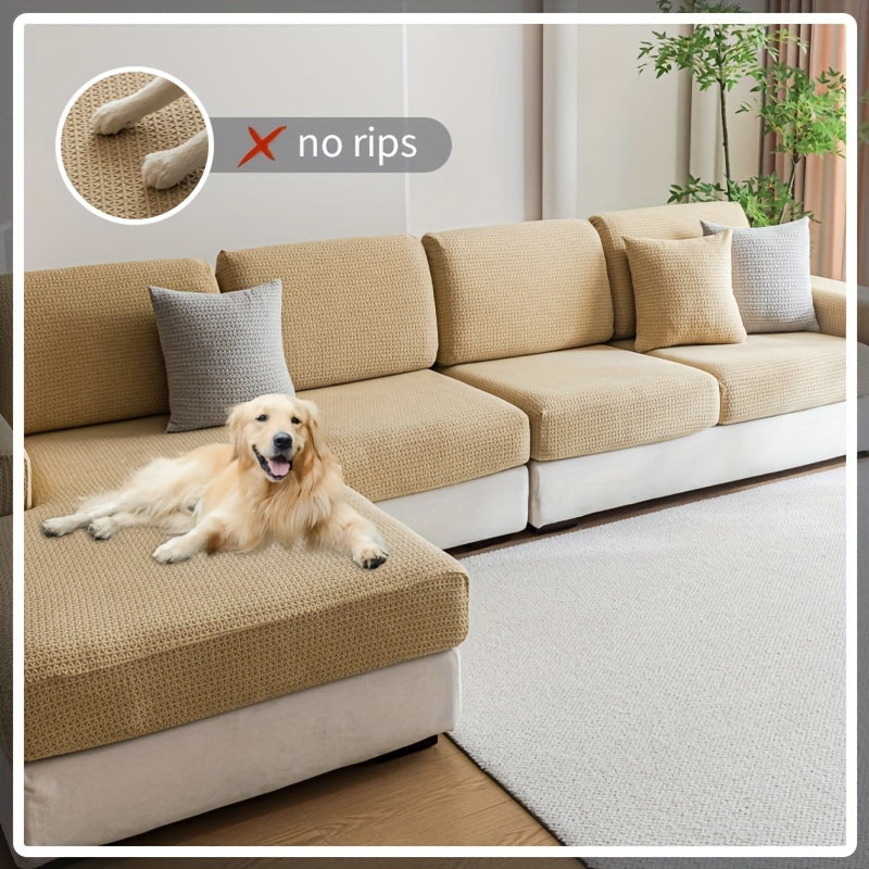 Waterproof stretch sofa cover, modern non-slip couch protector, pet-friendly elastic slipcover for living room, fits all seat and L-shaped sofas.