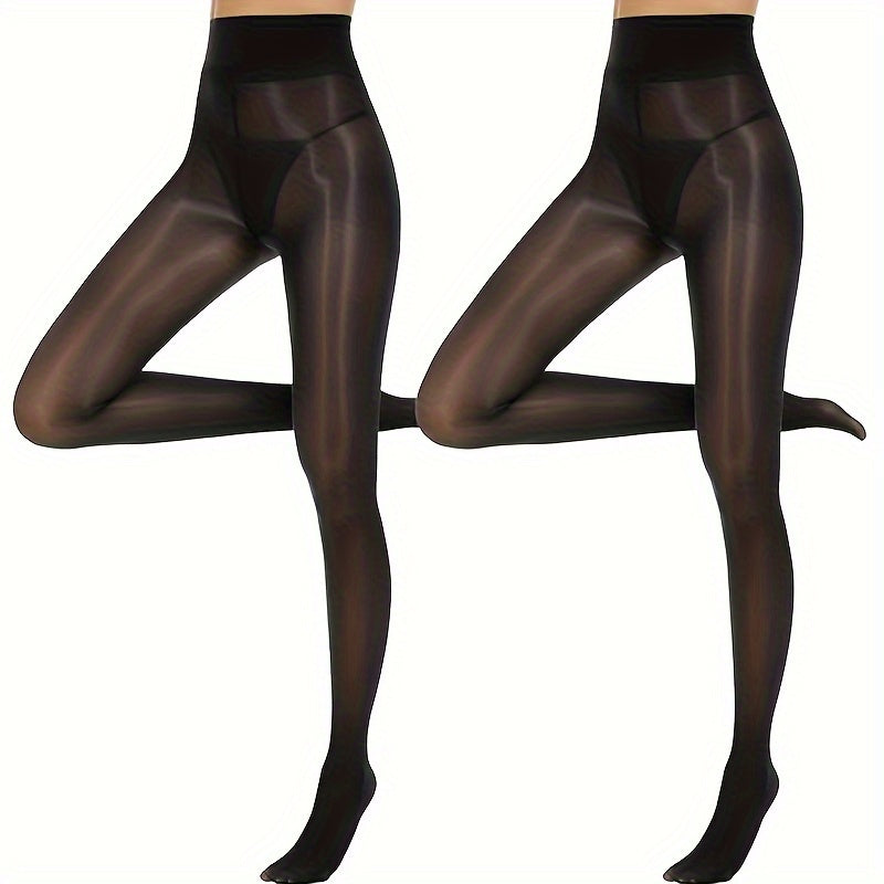 Shimmer tights for women with a shiny oil finish, high-waisted and shaping.