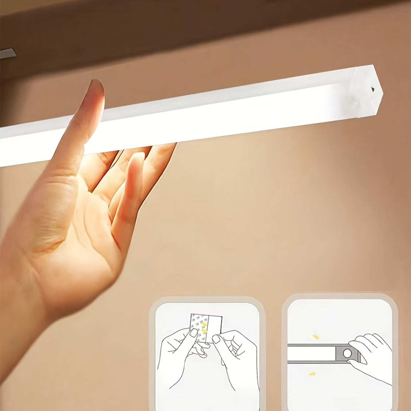 Rechargeable motion sensor light for indoor use with various mounting options and touch switch. Suitable for multiple areas such as rooms, kitchens, closets, and bathrooms. Built-in lithium