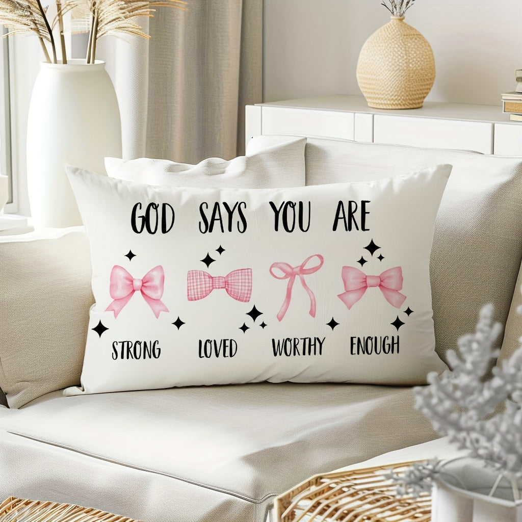 Pink Coquette Bow Throw Pillow Cover - 29.97cm*50.04cm or 44.96cm*44.96cm - Farmhouse Decor for Home, Couch, Sofa, Living Room, Bedroom - No Pillow Insert Included