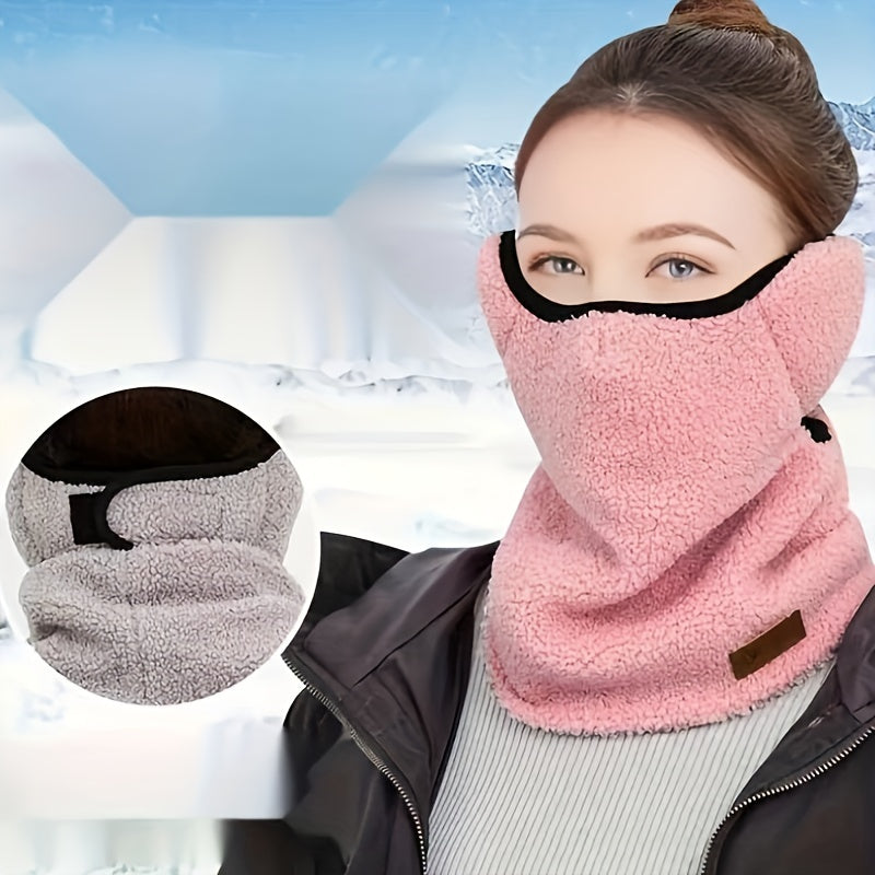 Stay warm and stylish this winter with the Boho Style Women's Fleece Neck Gaiter. This windproof scarf features earflaps and is made of thickened polyester for ultimate warmth and comfort. Perfect for outdoor activities like cycling, this knitted scarf