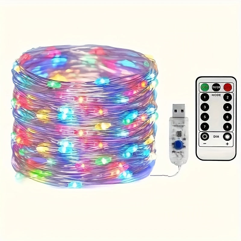 20m 200 LED USB-Powered Decorative Lights with Remote Control - Ideal for multiple occasions - Classic design, durable metal construction.