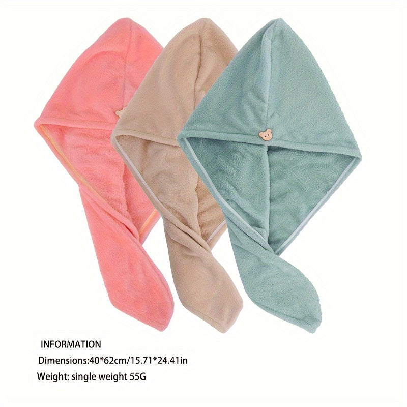 3/4 Super soft hair drying towels with buttons for all hair types.