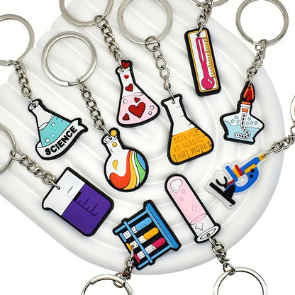 [Top Pick] Assortment of Keychains with Science-Themed Designs: Test Tubes, Flasks, Biology, Chemistry, and More – Perfect for Student Gifts and School Events!