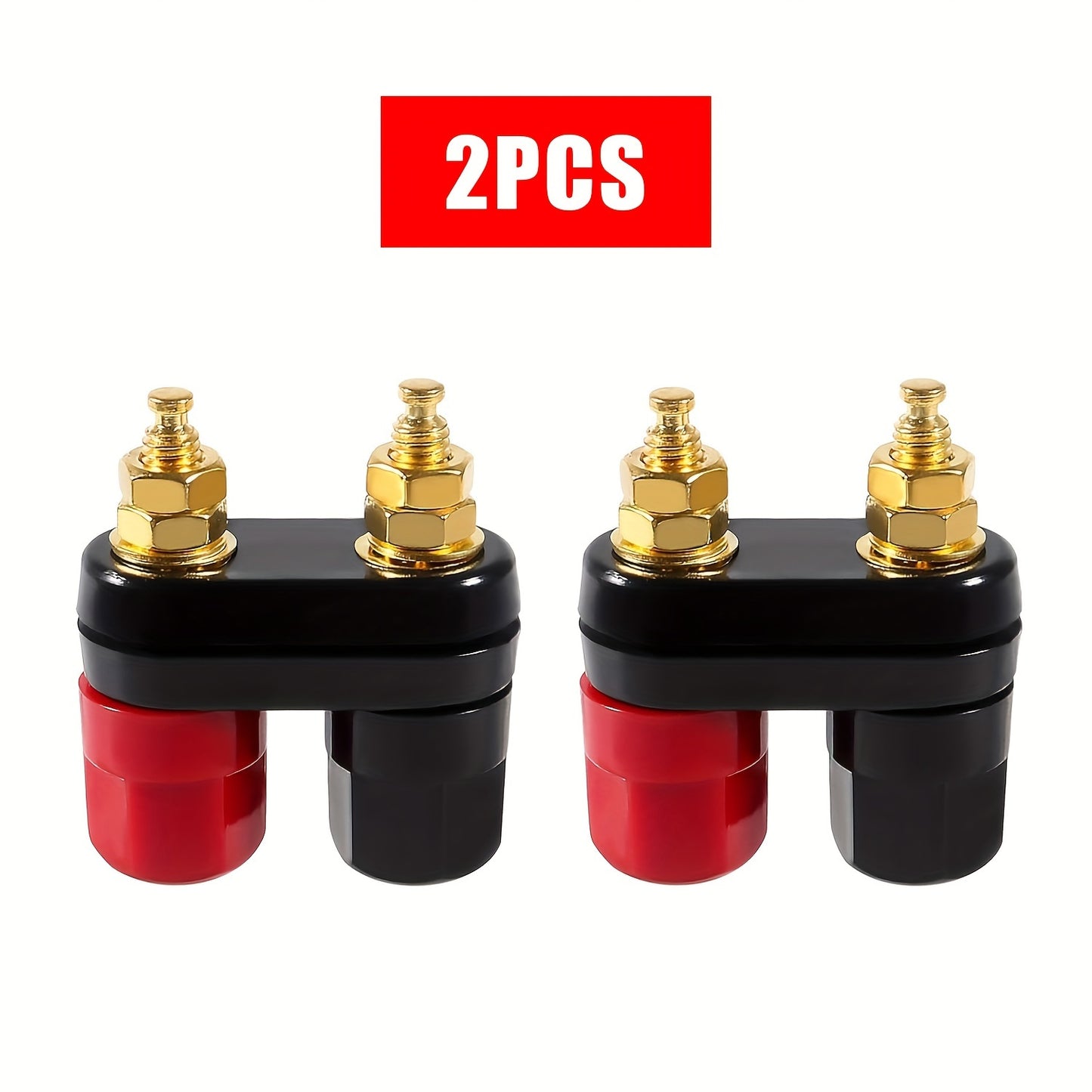 Two 4MM Copper Banana Plug Jacks for Video Speakers, Black & Red, Alloy Material, ≤36V Operating Voltage.