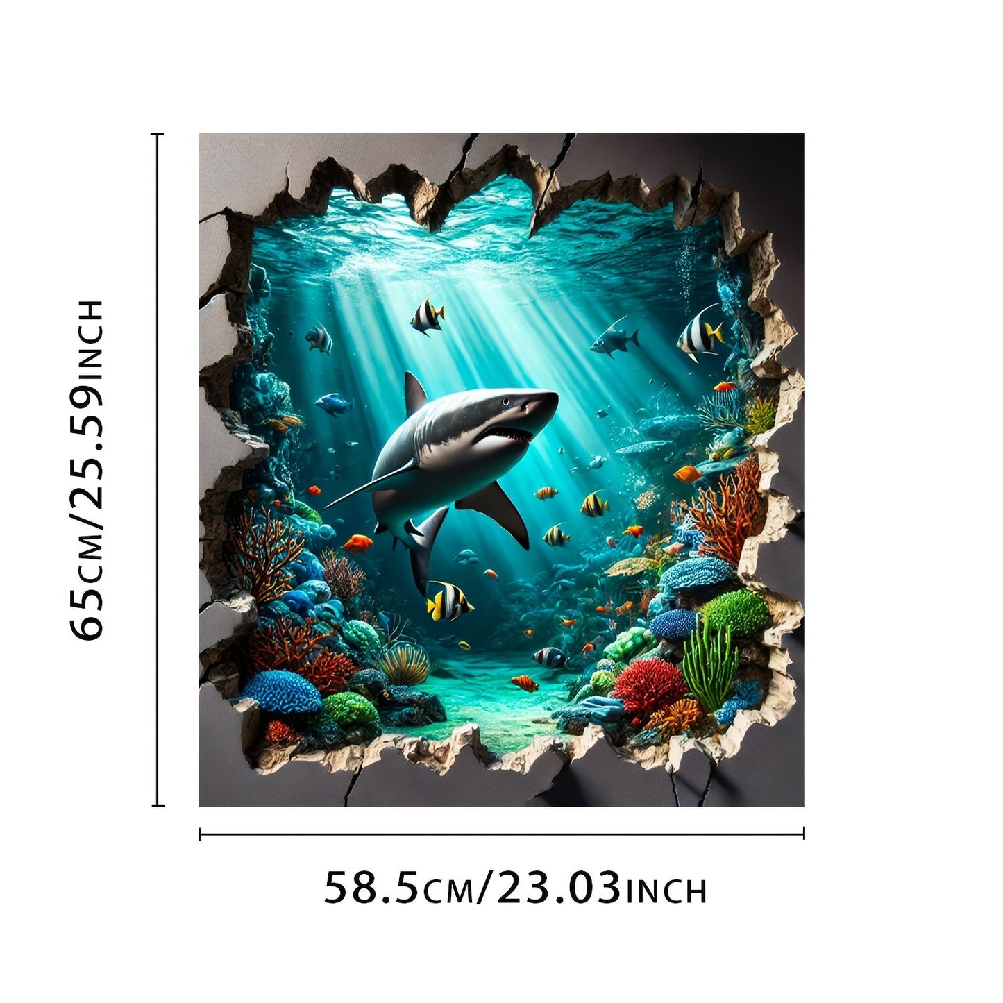 Vinyl Magnetic Dishwasher Cover featuring Underwater Shark Adventure - Waterproof, Heat Resistant, Easy to Clean. No Power Required. Portrait Orientation. Rectangular Sticker for Refrigerator Door Decoration in the Kitchen.