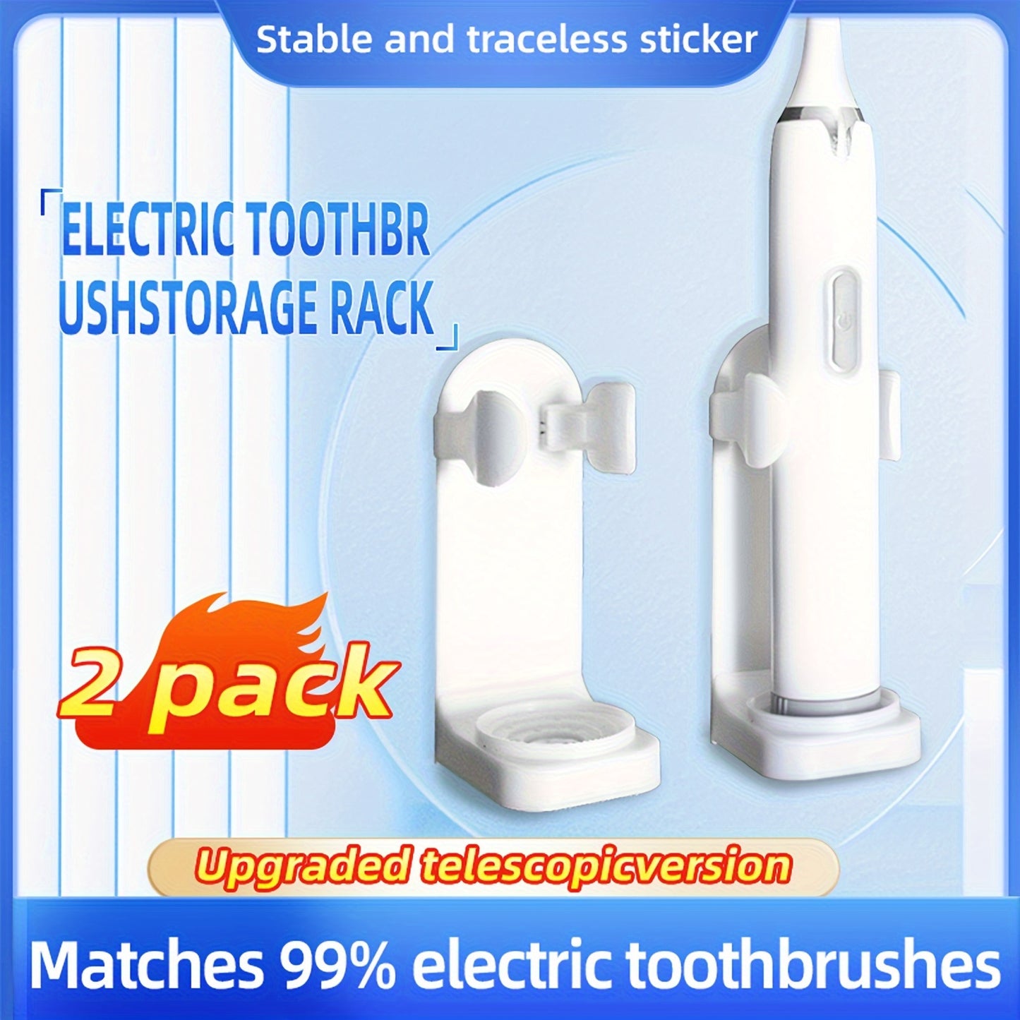 Wall-mounted electric toothbrush holder, no drill required, saves space in bathroom for toothbrushes and accessories.