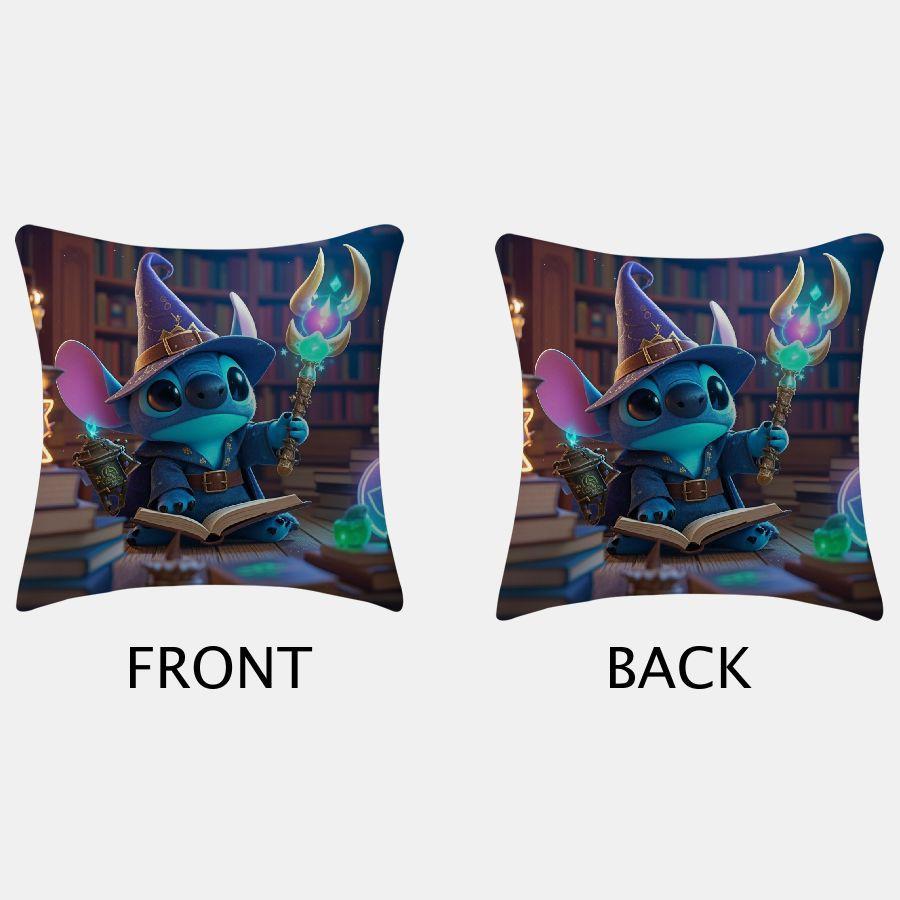 Set of 2 Disney Stitch Witch Hat Cushion Covers, 45.72x45.72 cm, Trendy Pillowcases for Sofas, Living Rooms, and Outdoor Spaces, Perfect for Halloween Decor