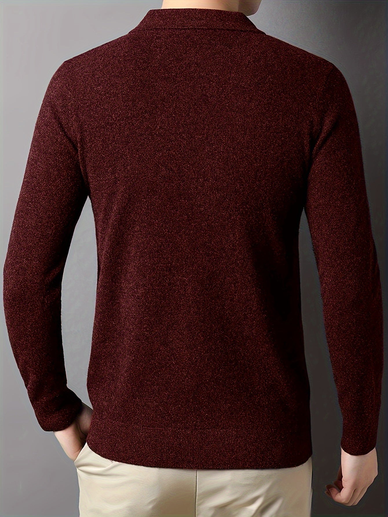 Men's buttoned long sleeve thermal sweater, ideal for fall/winter casual wear.