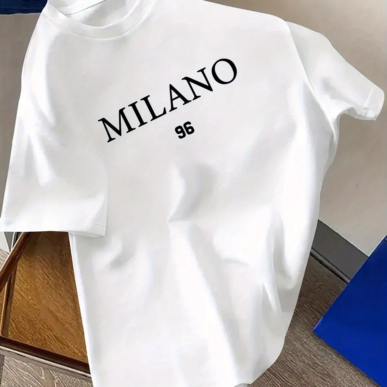 MILANO 96 Print Men's Crew Neck Short Sleeve T-shirt, Casual Tops for Daily Wear, Fashionable Gift.