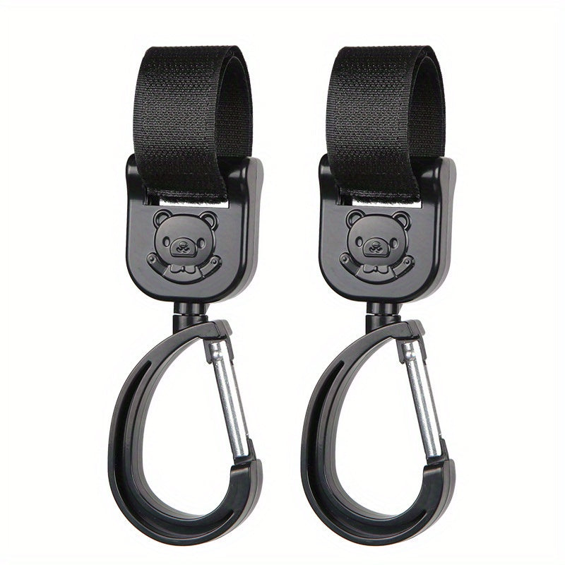 Two Rotating Stroller Hooks for Bags & Accessories - Made of Tough ABS Material, Perfect for Holding Bottles and More