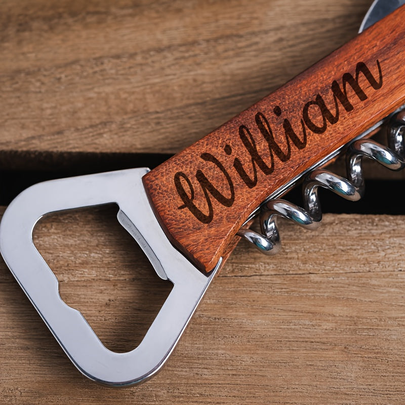 Customized Wine Bottle Opener with Personalized Text, Ideal for Weddings and Parties. Multi-functional Stainless Steel Beer and Wine Opener with Creative Design. Perfect Birthday or Engagement Gift for Him or Her. Great for Bridesmaids and Groomsmen.