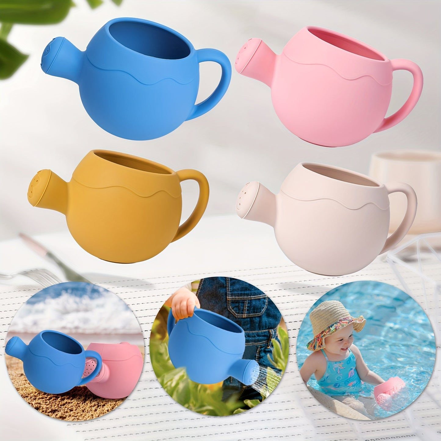 BPA-Free Silicone Watering Can Toys for Toddlers - Lightweight and Easy to Hold with Handle. Great for Bath, Beach, and Garden Play. Includes Sprinkler Toy for Fun Water Play. Safe and Enjoyable Summer Toy for Kids.