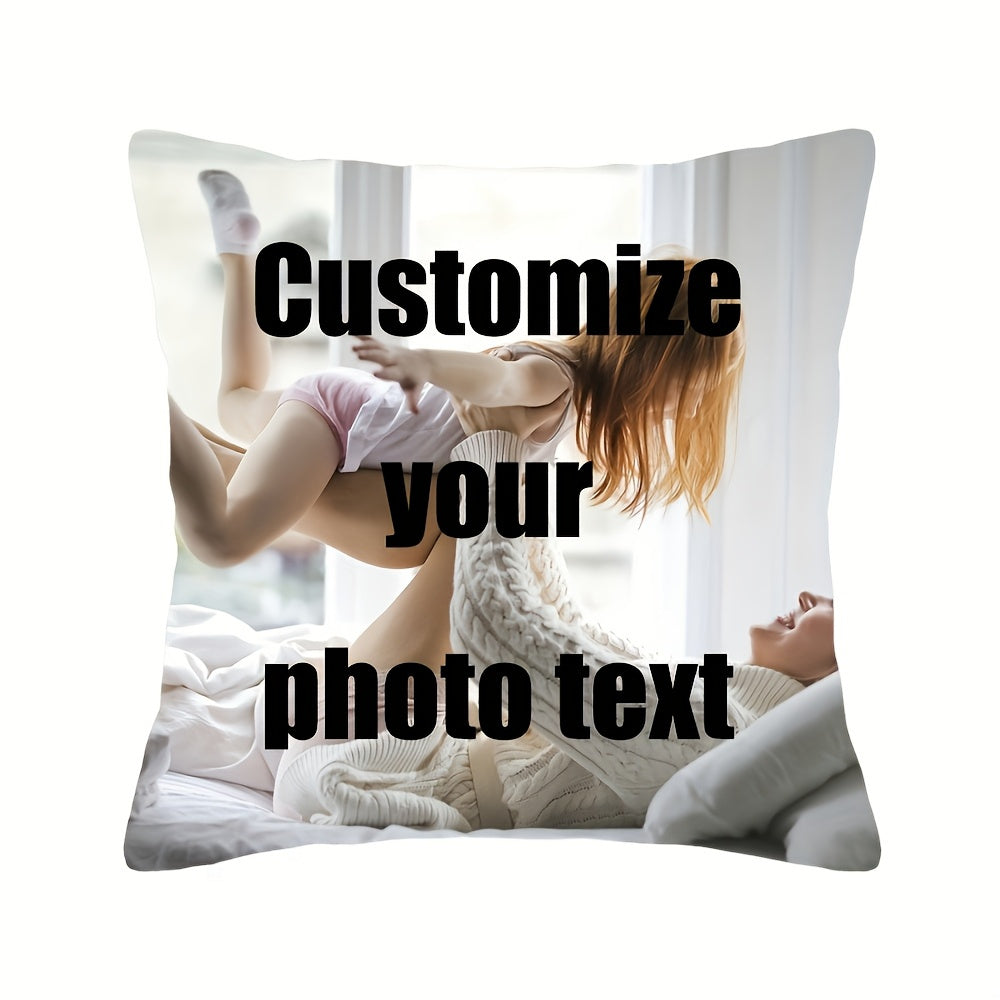 1pc of Custom Photo Pillowcase with Single-Sided Print, Personalized Cushion Cover made of Polyester Fabric - Perfect for Wedding, Family Photos, Valentine's Day, and Anniversary Gifts. Filling Not Included.