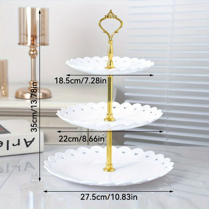 6pc, 3-tier Cupcake Holders Set in white/black for tea ceremonies, weddings, receptions, and buffets.