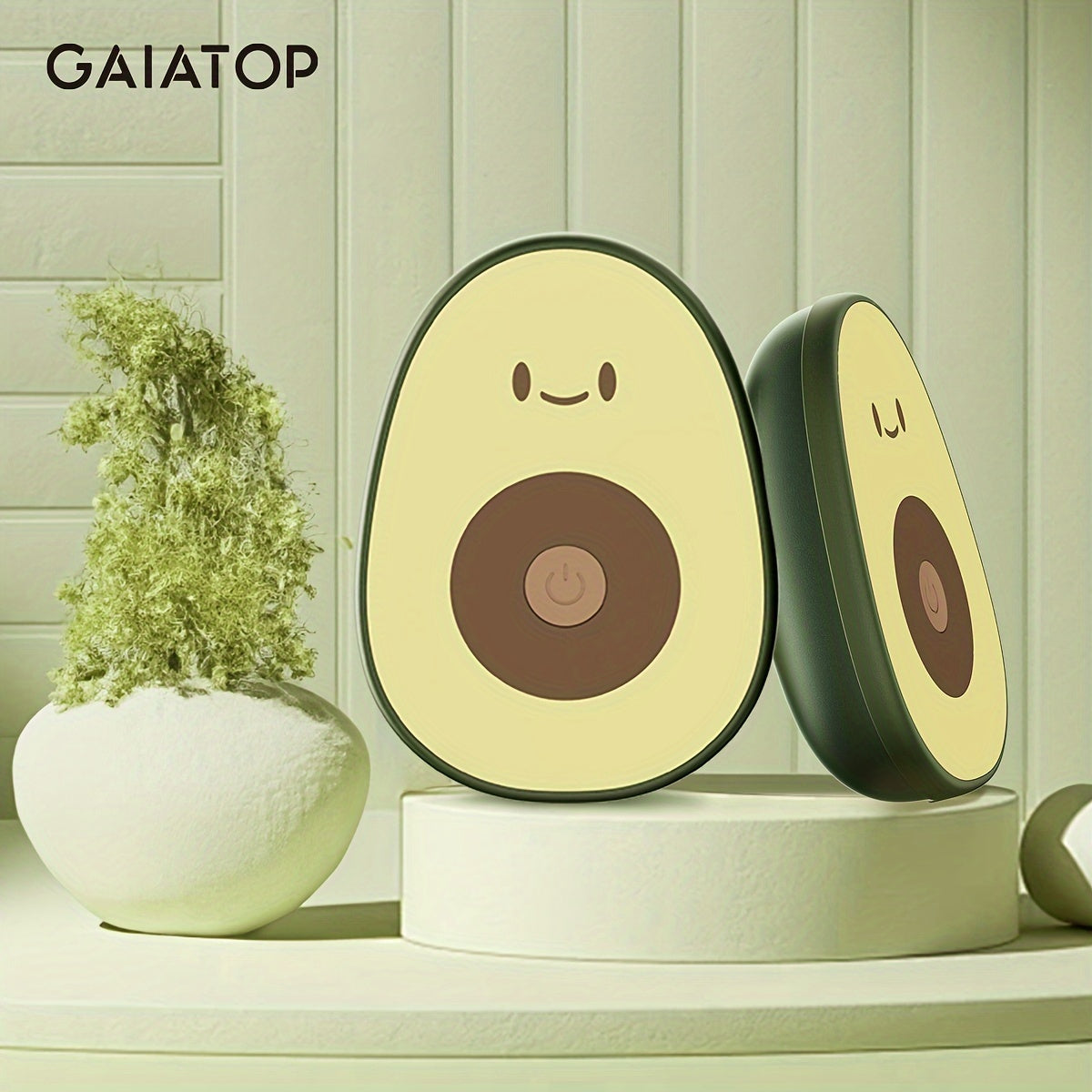 2 rechargeable hand warmers from GAIATOP - Features a cute avocado design, magnetic detachable feature, and USB powered for outdoor & camping use.