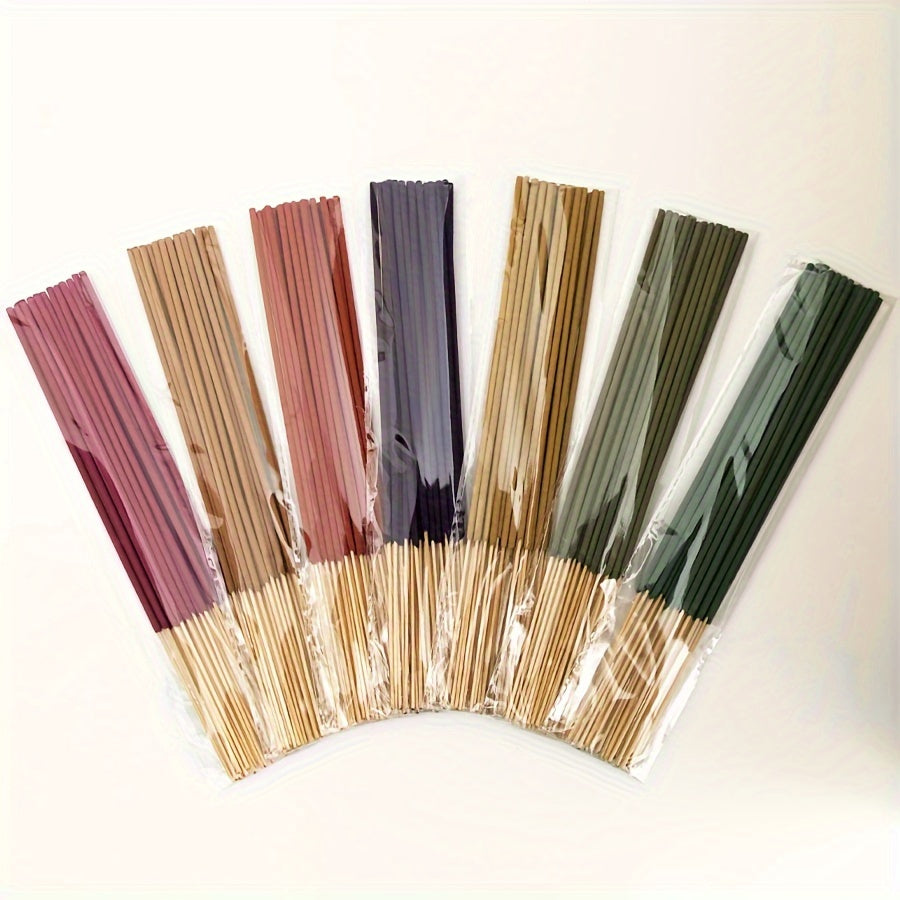 24-pack of handmade bamboo incense sticks, 22.0cm long with 7 aromatic options (Rose, Jasmine, Dragon Blood Flower, Lavender, Milk, Sandalwood, Salvia Aplana) for home and bedroom use. Offers durable, long-lasting fragrance and air purification. Ideal