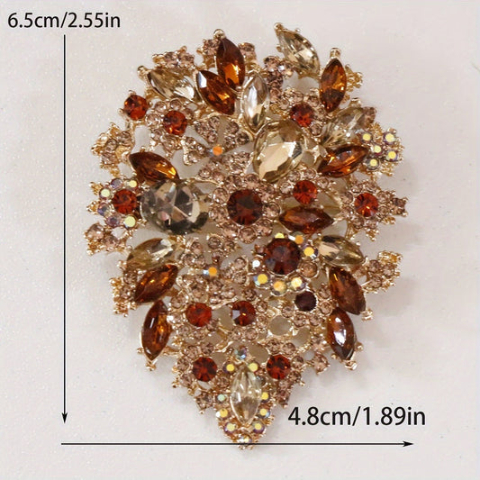 Extravagant Retro Crystal Glass Brooch for Men, featuring Large Size and Multicolor Rhinestones, adding a touch of Luxury and Elegance