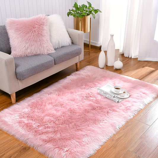 Soft, Dirt-resistant Long Plush Fabric Ultra-soft Artificial Fur Carpet, Non-slip and Durable. Adds Warmth and Romance to Any Room. Perfect for Home Decor.