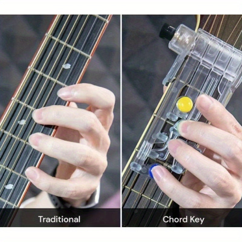 1pc ABS Acrylic Guitar Finger Trainer designed for beginners. Easy-to-use for chord learning and hand position exercises. Ideal gift for guitarists, with transparent design and high quality