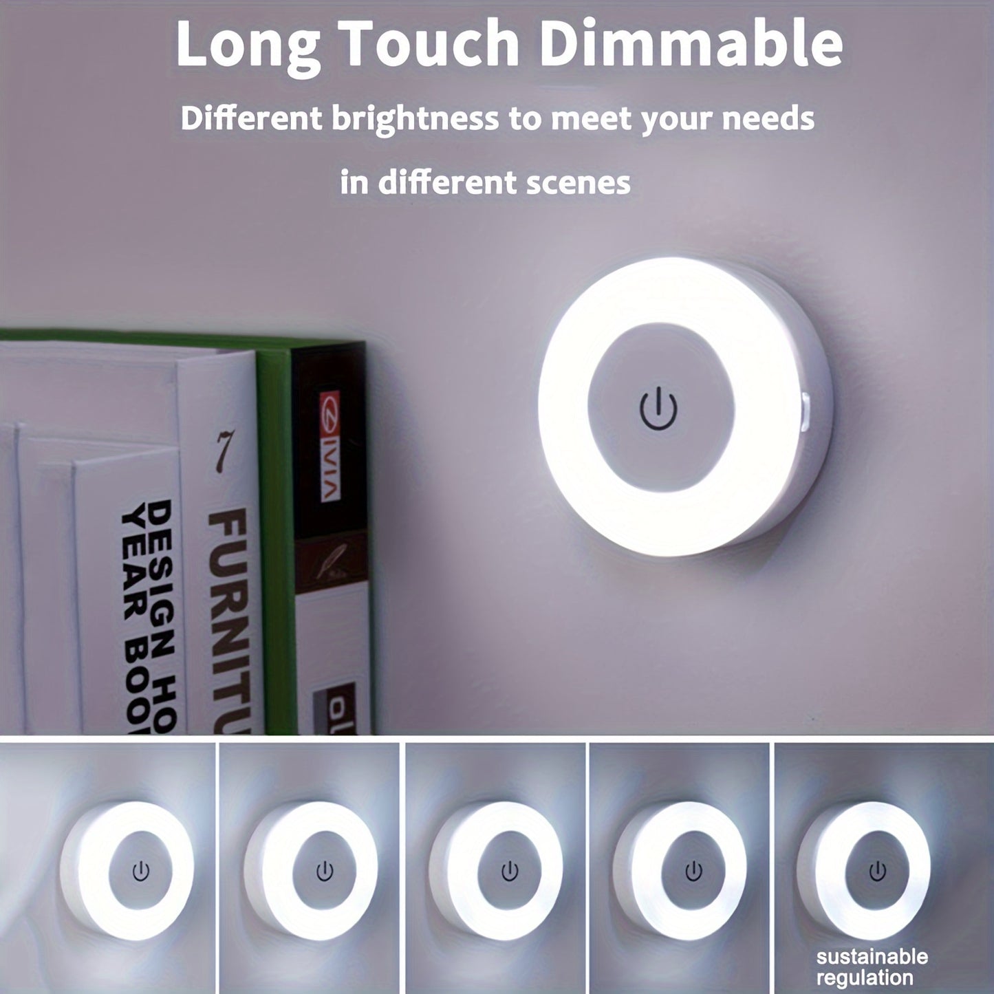 LED Touch Night Light ideal for various areas in the home such as nursery, hallway, bedroom, and living room with adjustable dimming and color options.