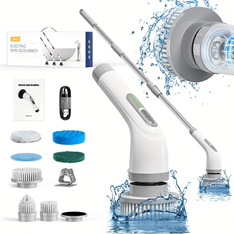 Get your hands on the Inskam 7-in-1 Cordless Electric Cleaning Brush Set with a long handle. This set includes 7 interchangeable heads, is USB rechargeable, and portable for use in the bathroom, kitchen, car, and more.