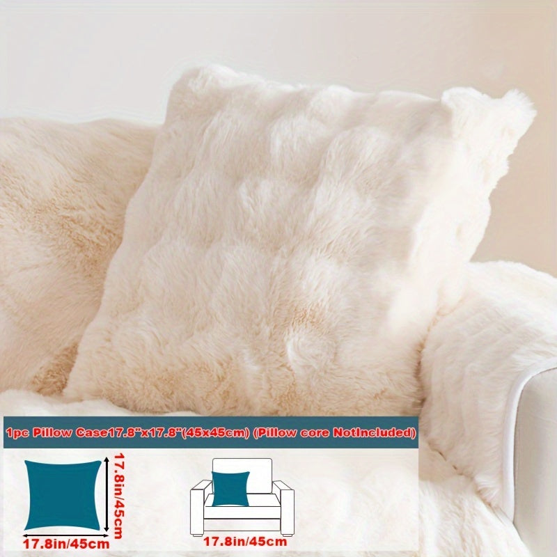 Imitation rabbit plush sofa cover for winter warmth, non-slip protection for furniture in home or office.