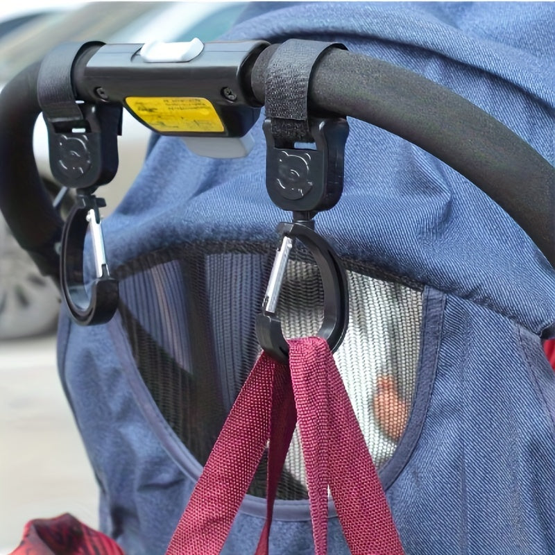 Two Rotating Stroller Hooks for Bags & Accessories - Made of Tough ABS Material, Perfect for Holding Bottles and More