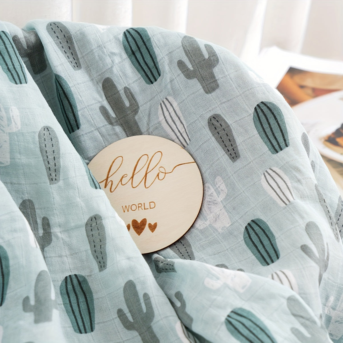 Versatile Soft Bamboo Swaddle Blanket for Kids - 2-Layered with Plant Print, Ideal for Bath Time, Sleep Time, Stroller Cover & Playmat, Easy to Clean in the Washing Machine