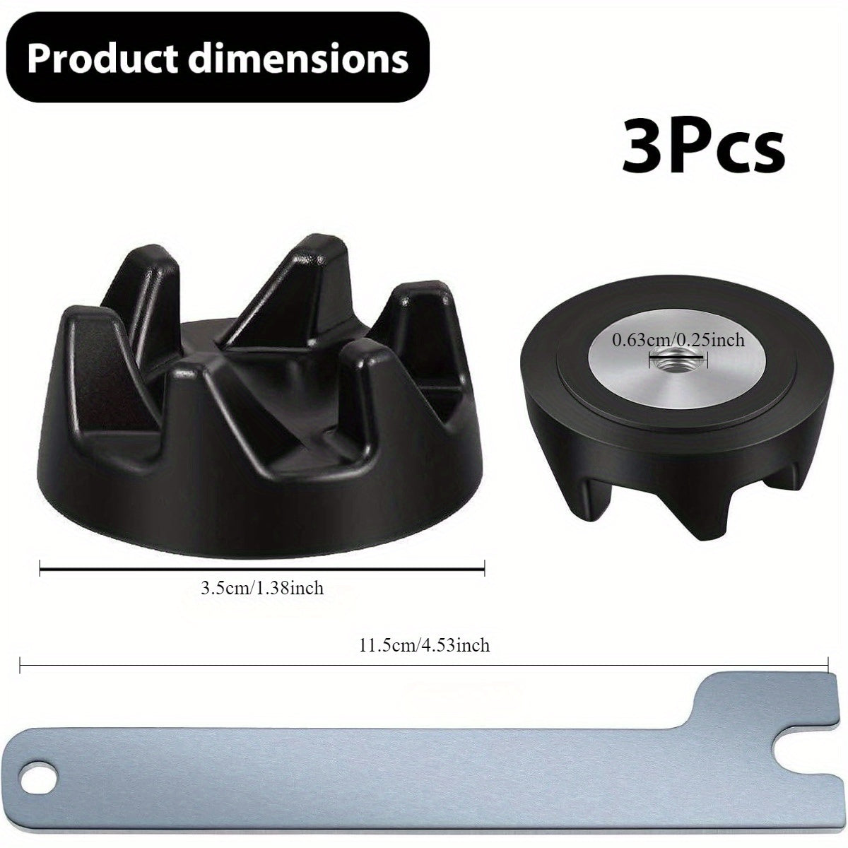 Set of 4 Vertical Mixer Spare Parts Including Clutch 9704230, Compatible with Kitchen Mixer Spare Parts, Comes with 1 Wrench, Suitable for Kitchen Bao Vertical Mixer, 6-speed in Black