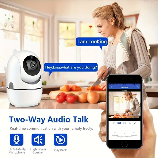 Wireless Wifi Security Camera with 2-Way Voice, Night Vision, and High Security - Perfect for Home Monitoring and Pet Watching. Memory Card Not Included.